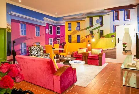 Kaleidoscope living area, looking through to the garden door