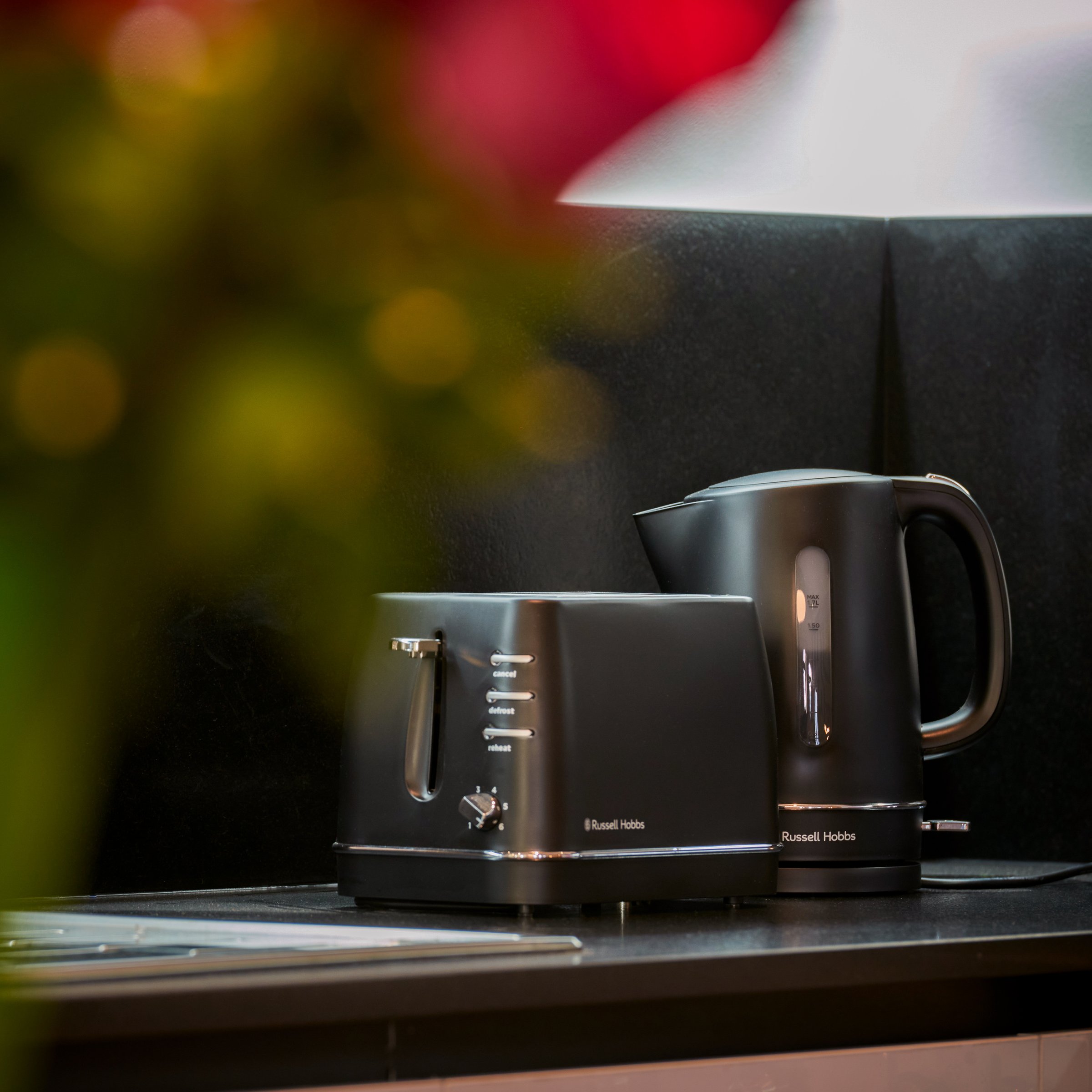 Kettle and toaster on the counter