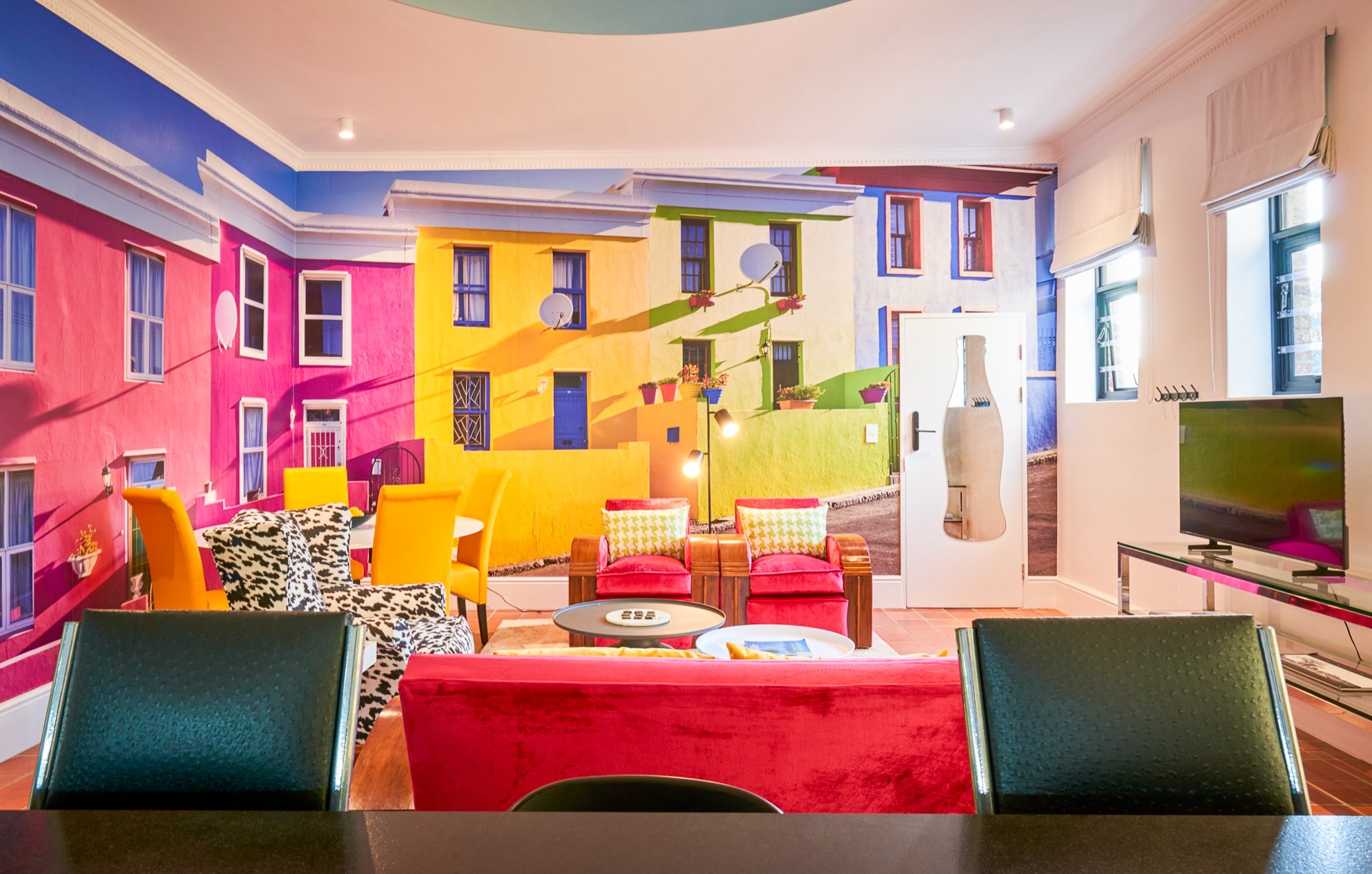 Kaleidoscope living area, seen across the dining table