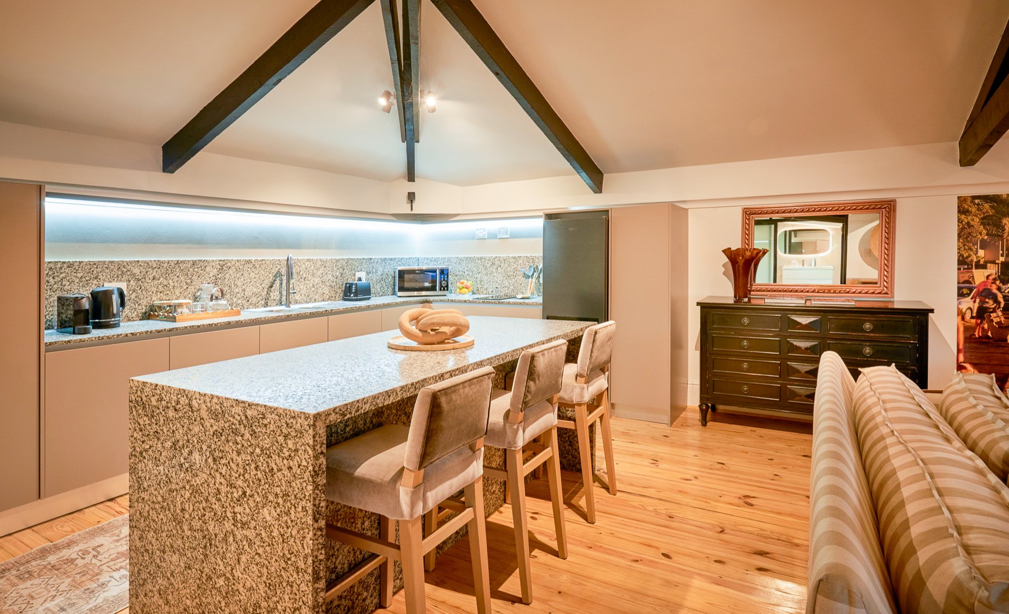 Timber & Tide granite island and bar stools