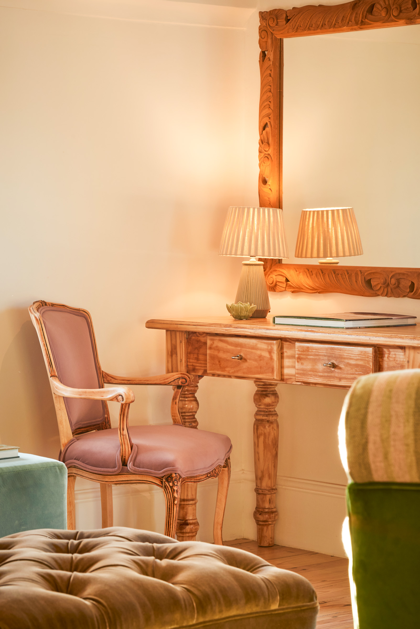 The Sage — carved mirror and dressing table