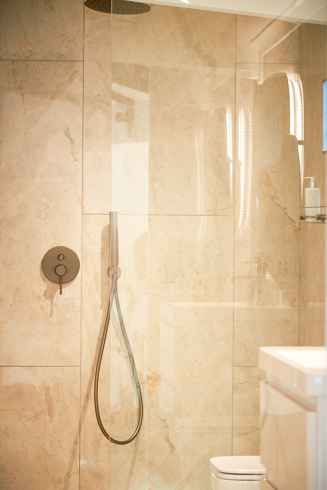 The walk-in shower