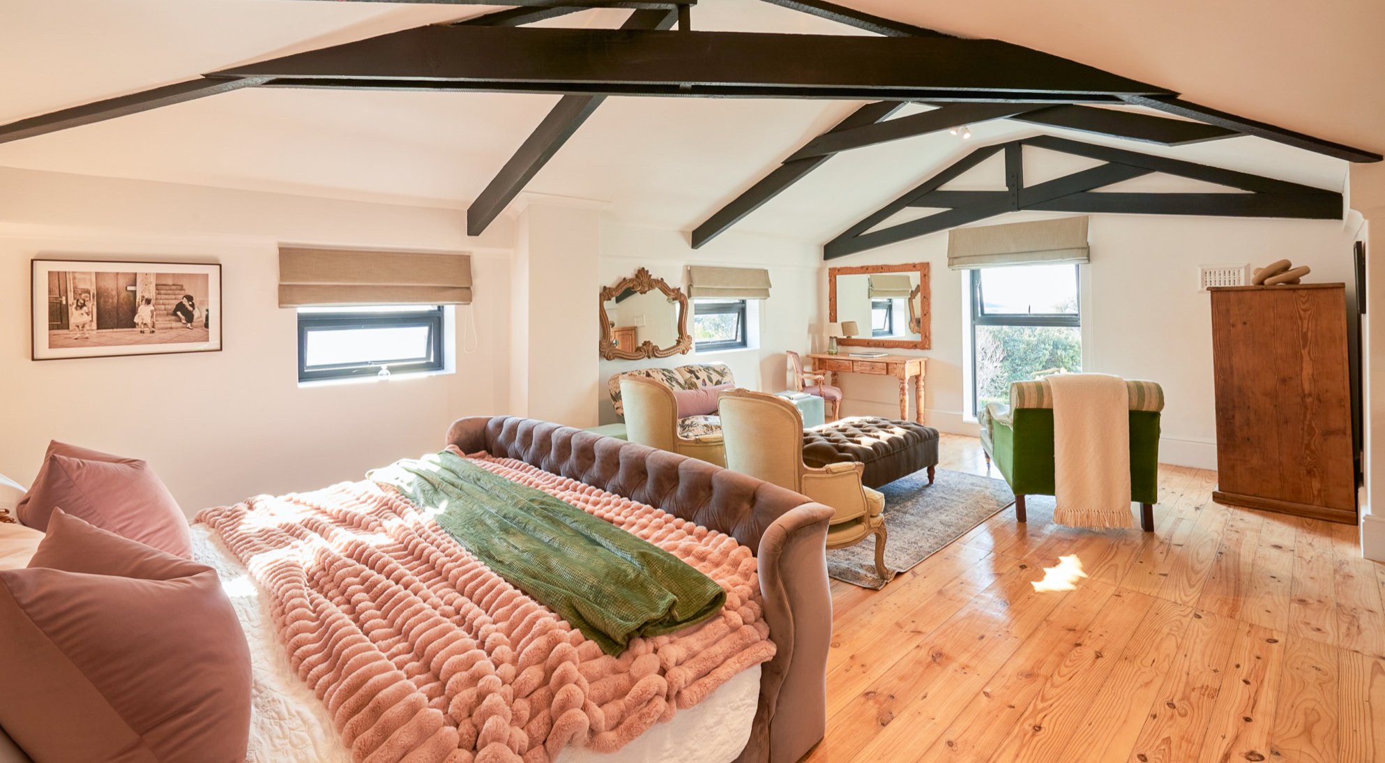 The Sage sleeping and living area under the trusses